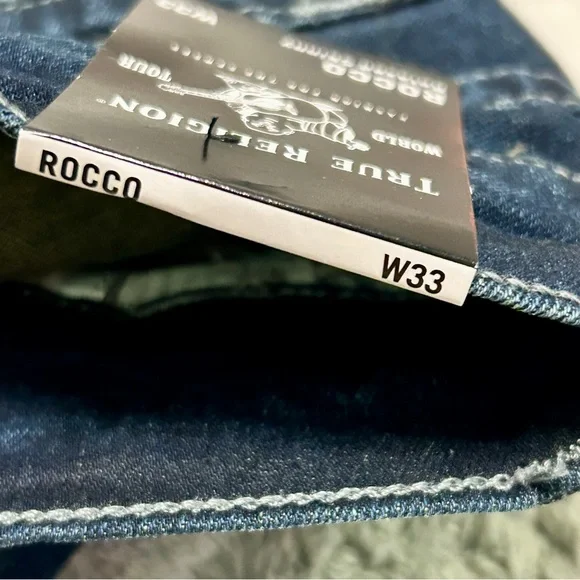 True Religion Sz 33 34 Dark Blue Jeans Rocco Relaxed Slim NWT - Picture 16 of 16